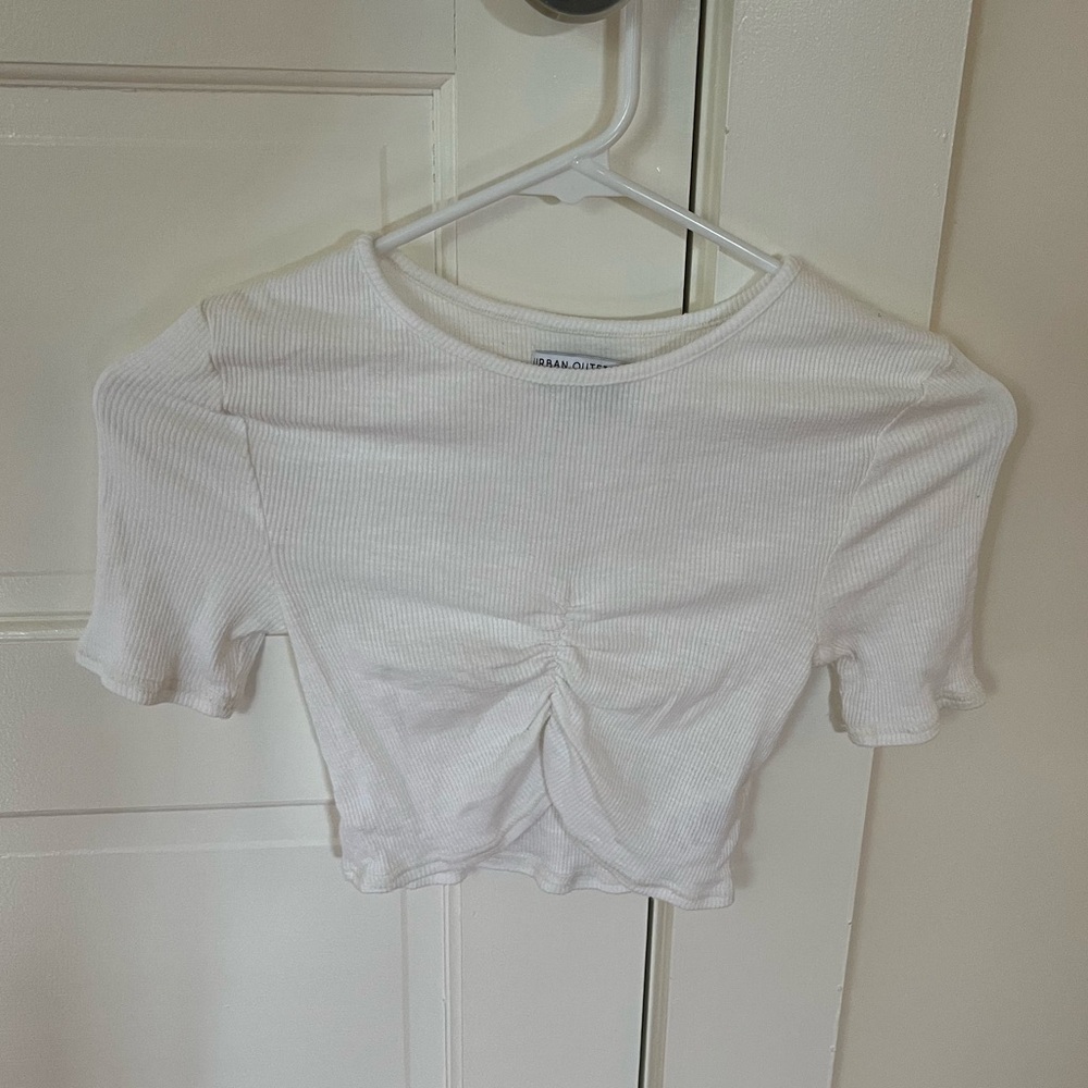 Urban Outfitters White Ribbed Crop Top